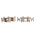 Set da pranzo per 6 persone in legno di recupero lino beige / grigio scuro / grigio