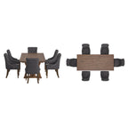 Set da pranzo per 6 persone in legno di recupero lino beige / grigio scuro / grigio