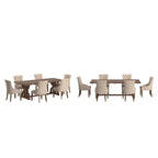 Set da pranzo per 6 persone in legno di recupero lino beige / grigio scuro / grigio