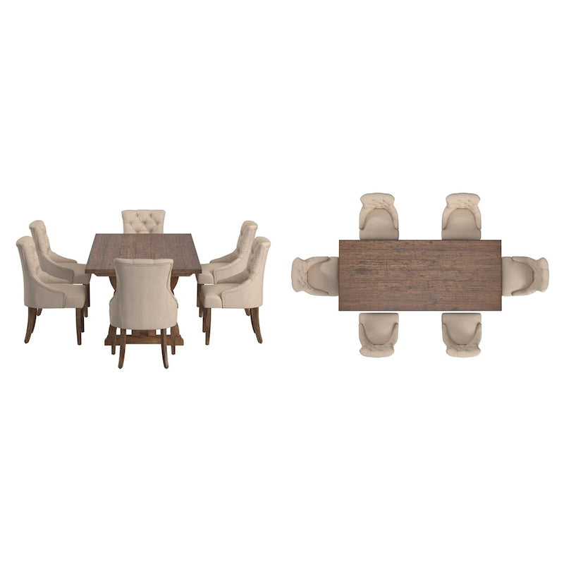 Set da pranzo per 6 persone in legno di recupero lino beige / grigio scuro / grigio