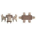 Set da pranzo per 6 persone in legno di recupero lino beige / grigio scuro / grigio