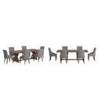 Set da pranzo per 6 persone in legno di recupero lino beige / grigio scuro / grigio