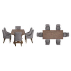 Set da pranzo per 6 persone in legno di recupero lino beige / grigio scuro / grigio