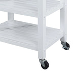 Carrello da Cucina a 4 Ripiani Multicolore con Rotelle, Piano in Legno Massello, Cassetto e Portabottiglie – 1 Persona