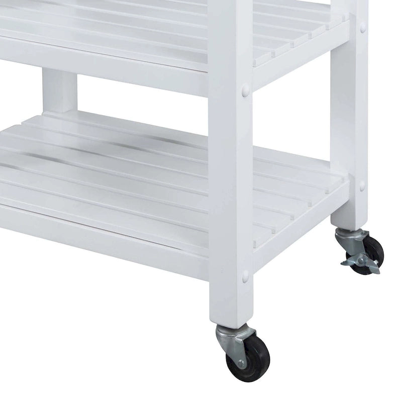 Carrello da Cucina a 4 Ripiani Multicolore con Rotelle, Piano in Legno Massello, Cassetto e Portabottiglie – 1 Persona
