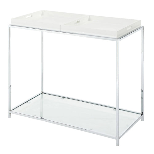 Console con ripiano e vassoi reversibili - Nero / Bianco / Bamboo