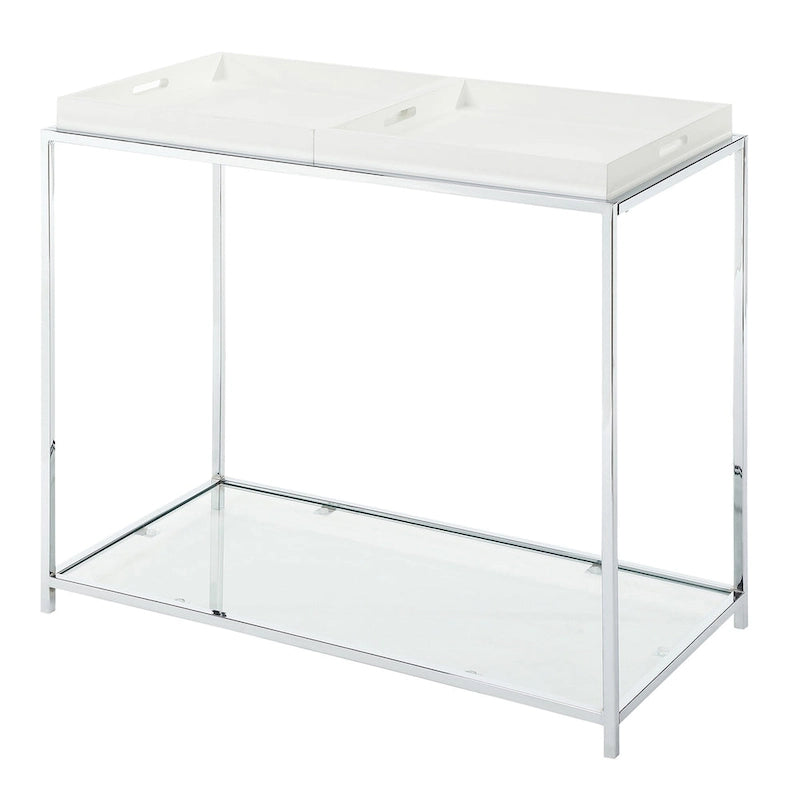 Console con ripiano e vassoi reversibili - Nero / Bianco / Bamboo