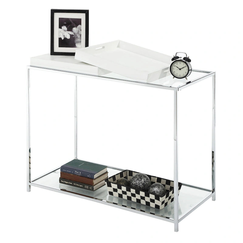 Console con ripiano e vassoi reversibili - Nero / Bianco / Bamboo