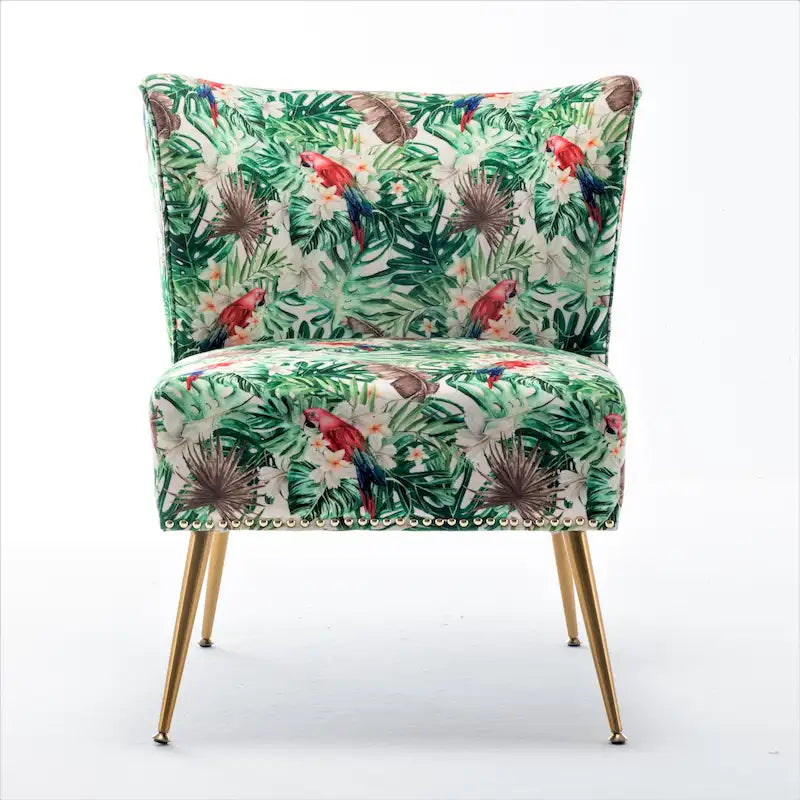 Sedia da salotto in microfibra avorio/blu pietra/rosso/verde pino, senza braccioli, a seduta singola, 25" L