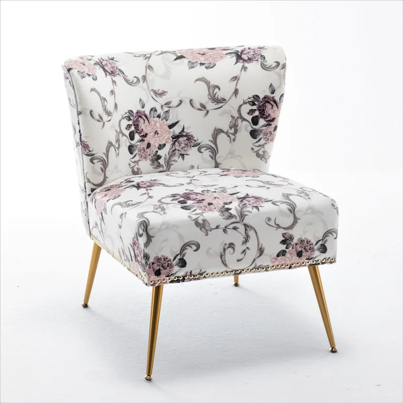 Sedia da salotto in microfibra avorio/blu pietra/rosso/verde pino, senza braccioli, a seduta singola, 25" L