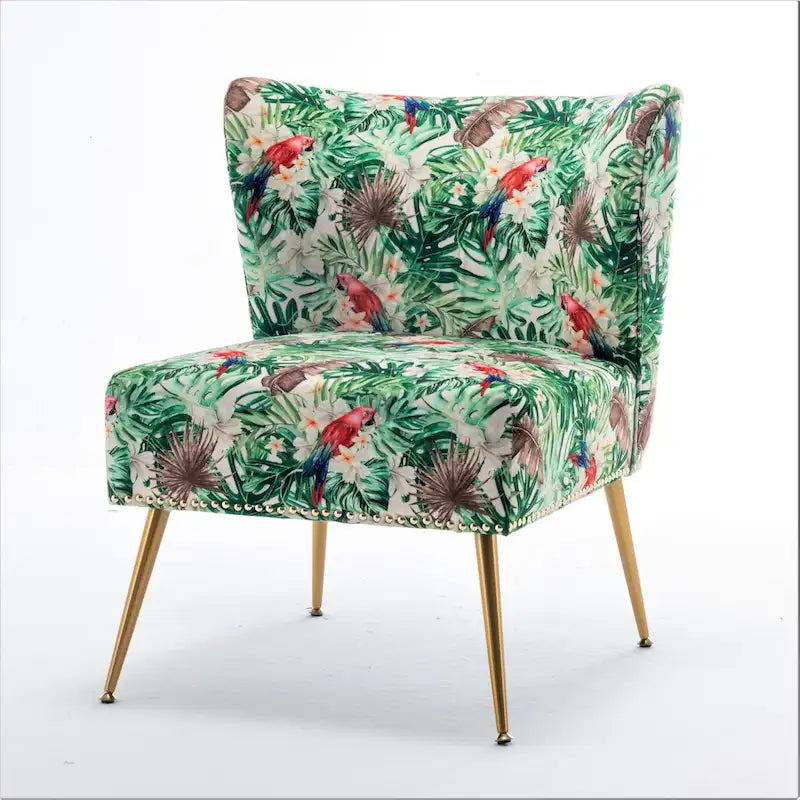 Sedia da salotto in microfibra avorio/blu pietra/rosso/verde pino, senza braccioli, a seduta singola, 25" L