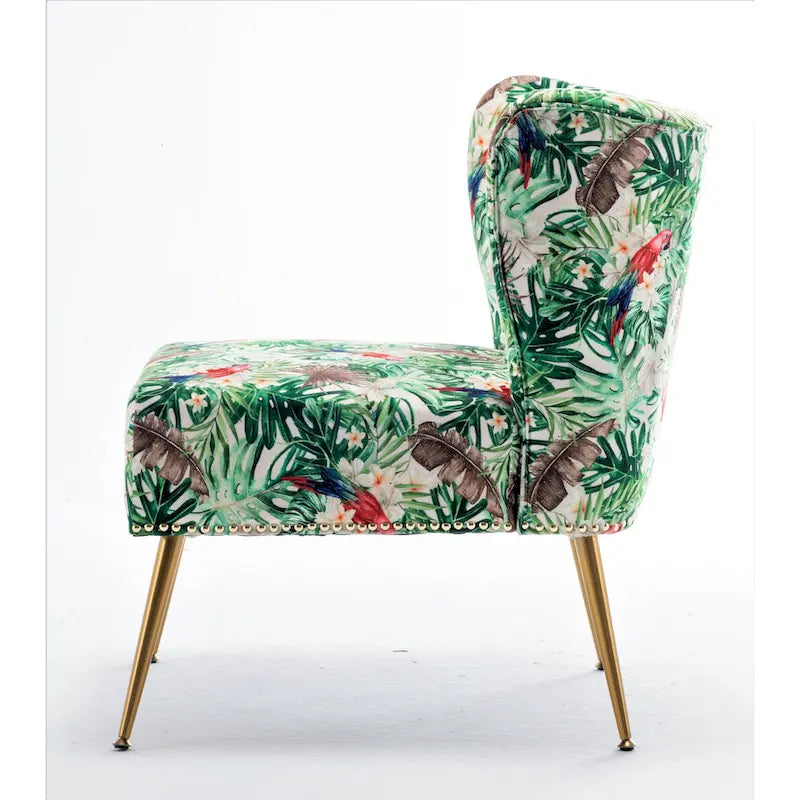 Sedia da salotto in microfibra avorio/blu pietra/rosso/verde pino, senza braccioli, a seduta singola, 25" L