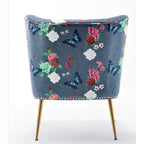 Sedia da salotto in microfibra avorio/blu pietra/rosso/verde pino, senza braccioli, a seduta singola, 25" L