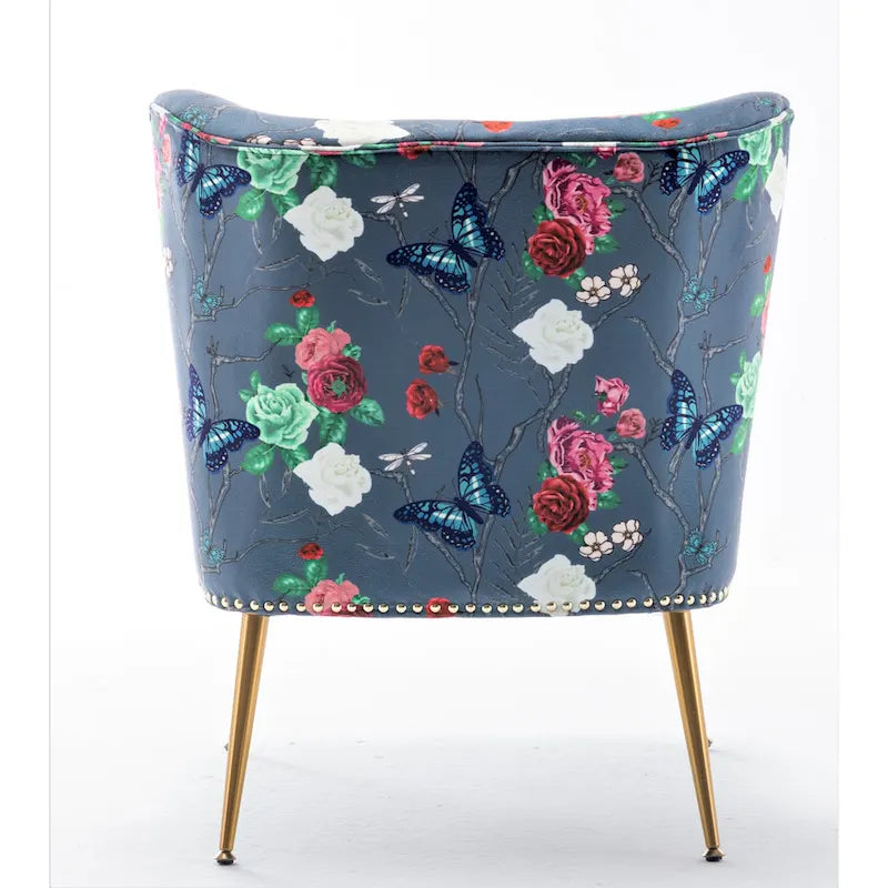 Sedia da salotto in microfibra avorio/blu pietra/rosso/verde pino, senza braccioli, a seduta singola, 25" L