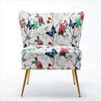 Sedia da salotto in microfibra avorio/blu pietra/rosso/verde pino, senza braccioli, a seduta singola, 25" L