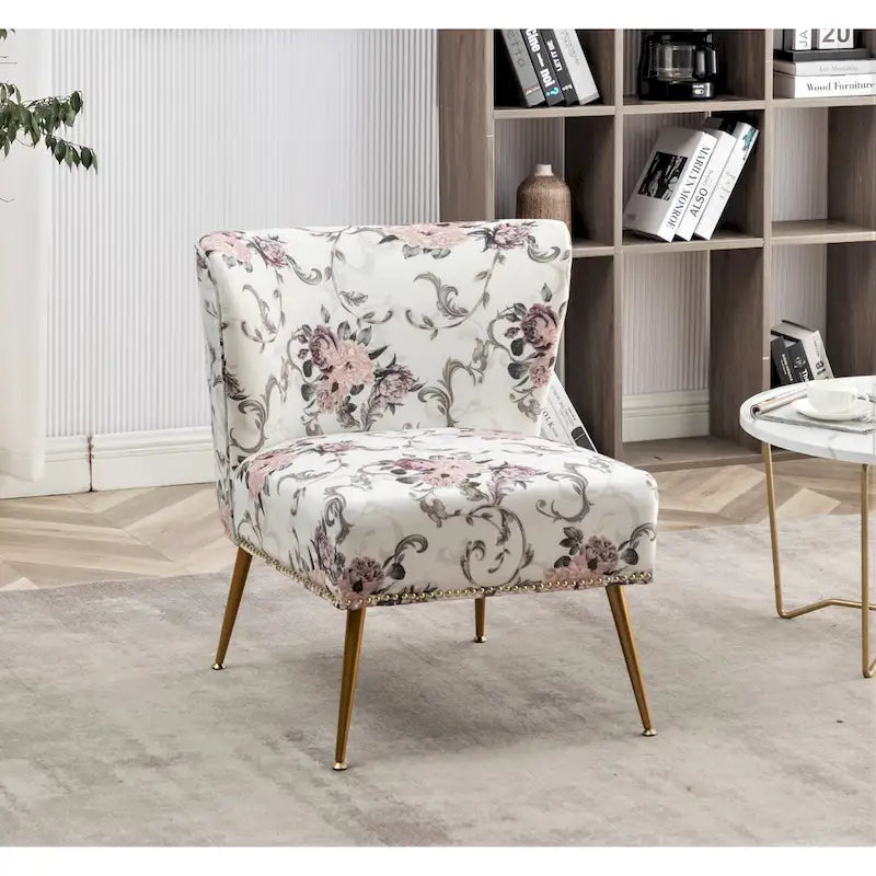 Sedia da salotto in microfibra avorio/blu pietra/rosso/verde pino, senza braccioli, a seduta singola, 25" L