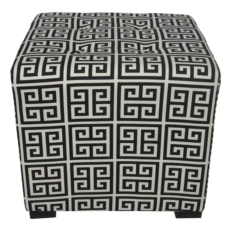 Pouf quadrato trapuntato bianco/nero e bianco/grigio – Sedile singolo, rivestimento in cotone