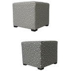 Pouf quadrato trapuntato bianco/nero e bianco/grigio – Sedile singolo, rivestimento in cotone