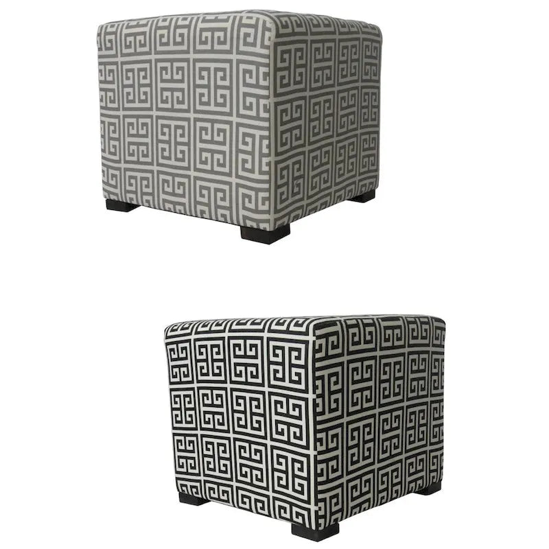 Pouf quadrato trapuntato bianco/nero e bianco/grigio – Sedile singolo, rivestimento in cotone