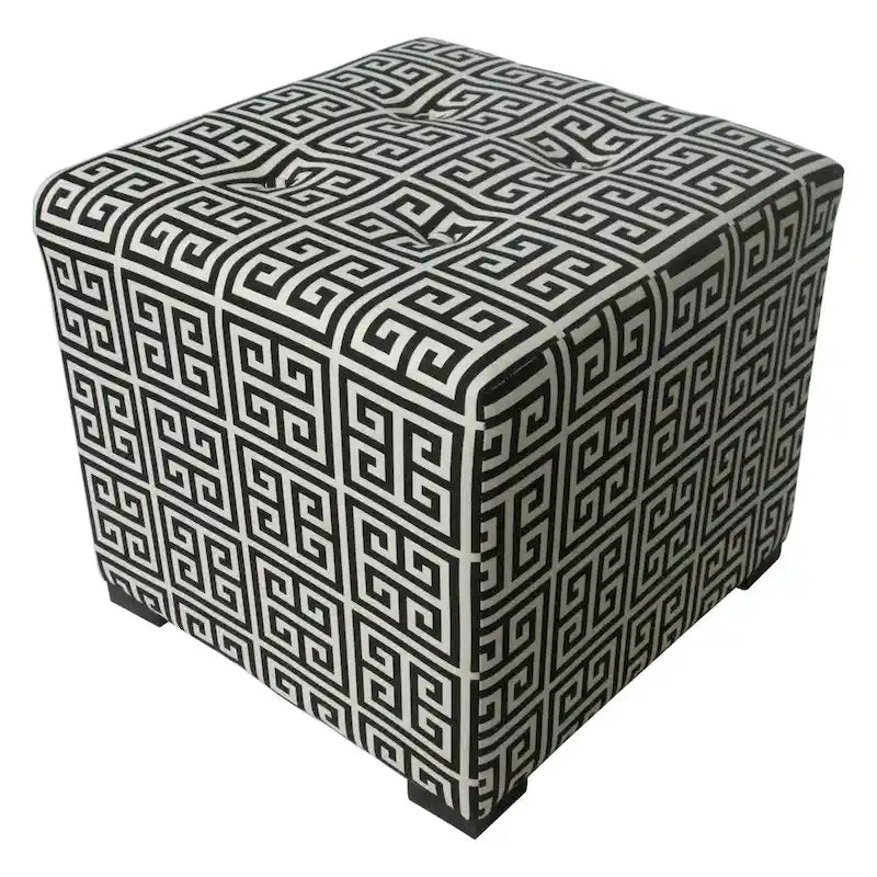 Pouf quadrato trapuntato bianco/nero e bianco/grigio – Sedile singolo, rivestimento in cotone