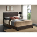 Letto matrimoniale con pannello rivestito in tessuto color cappuccino/marrone chiaro/nero/grigio chiaro/bianco – Stile casual, 2 posti letto