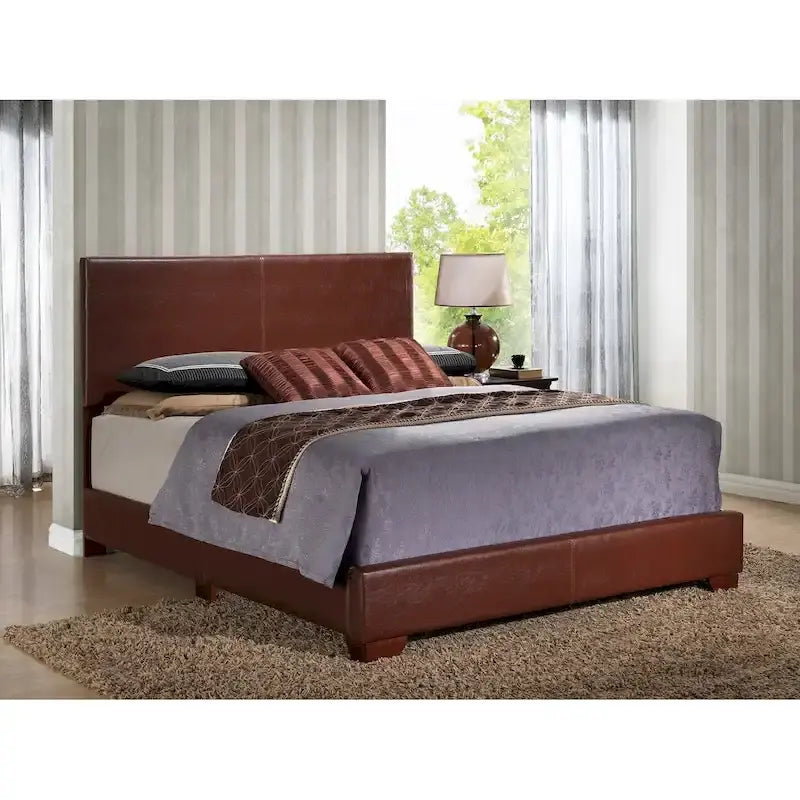 Letto matrimoniale con pannello rivestito in tessuto color cappuccino/marrone chiaro/nero/grigio chiaro/bianco – Stile casual, 2 posti letto