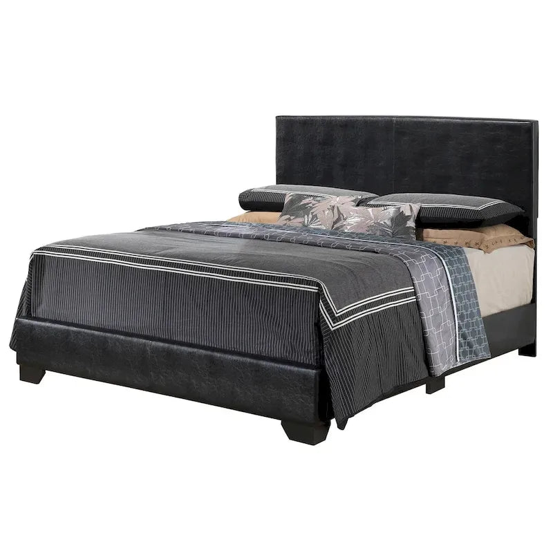 Letto matrimoniale con pannello rivestito in tessuto color cappuccino/marrone chiaro/nero/grigio chiaro/bianco – Stile casual, 2 posti letto