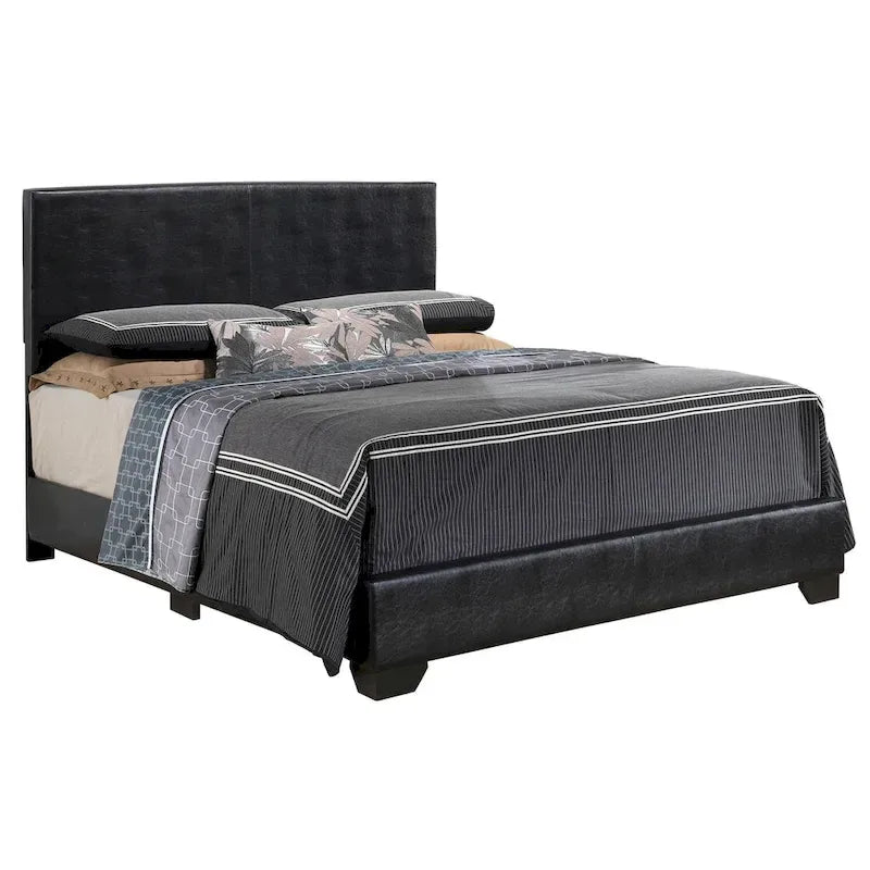 Letto matrimoniale con pannello rivestito in tessuto color cappuccino/marrone chiaro/nero/grigio chiaro/bianco – Stile casual, 2 posti letto
