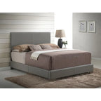 Letto matrimoniale con pannello rivestito in tessuto color cappuccino/marrone chiaro/nero/grigio chiaro/bianco – Stile casual, 2 posti letto
