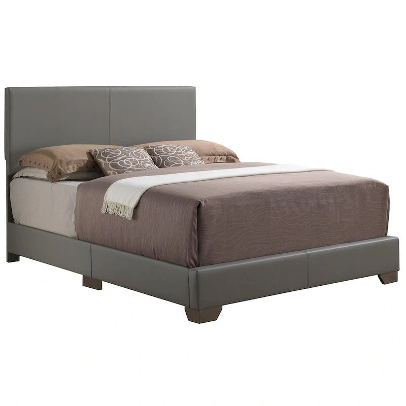 Letto matrimoniale con pannello rivestito in tessuto color cappuccino/marrone chiaro/nero/grigio chiaro/bianco – Stile casual, 2 posti letto