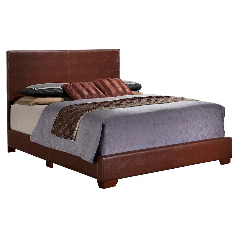 Letto matrimoniale con pannello rivestito in tessuto color cappuccino/marrone chiaro/nero/grigio chiaro/bianco – Stile casual, 2 posti letto