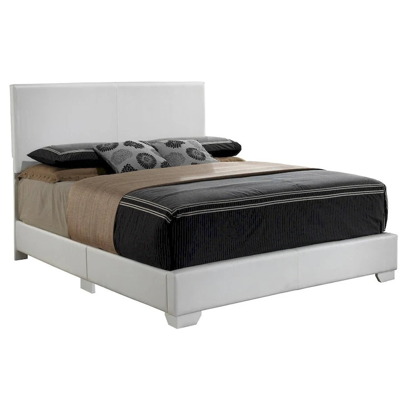 Letto matrimoniale con pannello rivestito in tessuto color cappuccino/marrone chiaro/nero/grigio chiaro/bianco – Stile casual, 2 posti letto