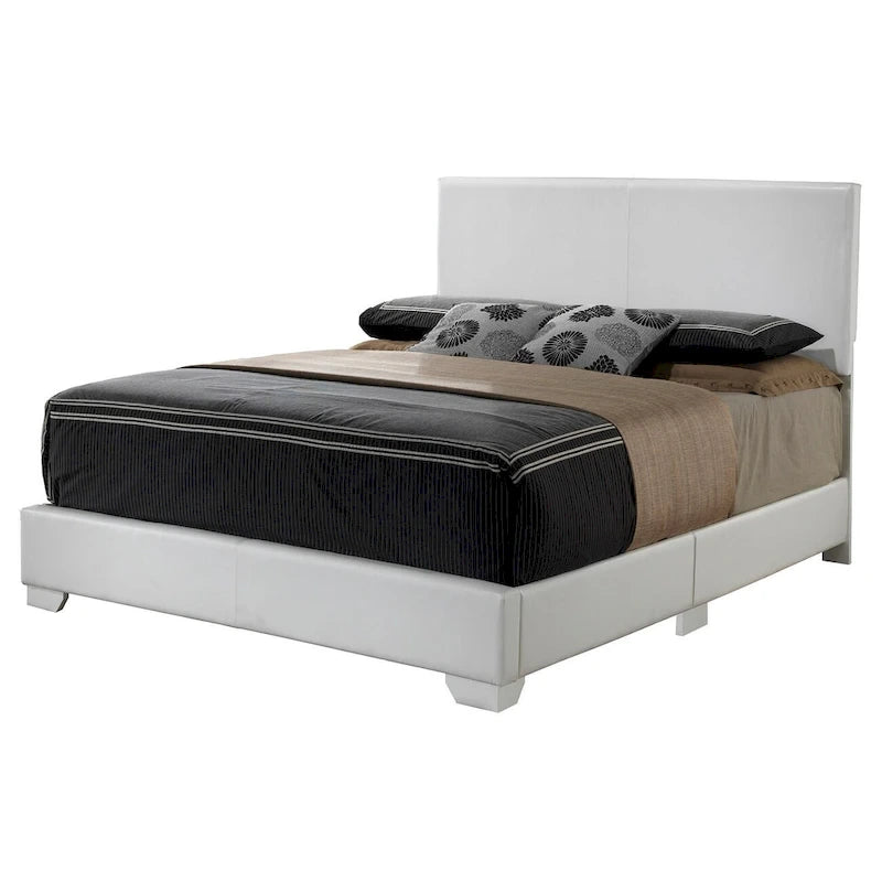 Letto matrimoniale con pannello rivestito in tessuto color cappuccino/marrone chiaro/nero/grigio chiaro/bianco – Stile casual, 2 posti letto