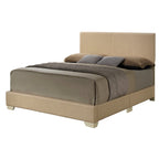 Letto matrimoniale con pannello rivestito in tessuto color cappuccino/marrone chiaro/nero/grigio chiaro/bianco – Stile casual, 2 posti letto