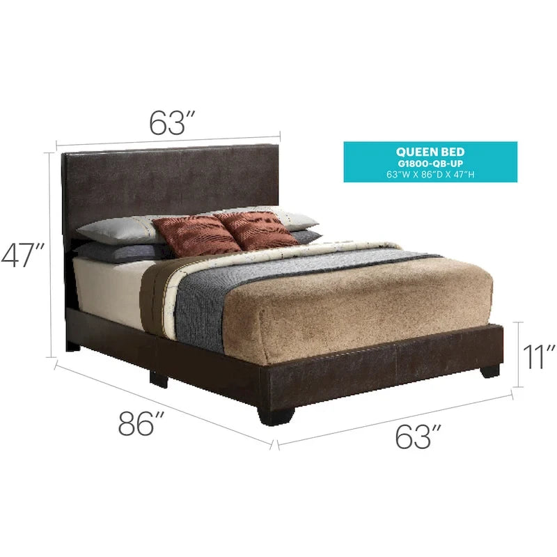 Letto matrimoniale con pannello rivestito in tessuto color cappuccino/marrone chiaro/nero/grigio chiaro/bianco – Stile casual, 2 posti letto