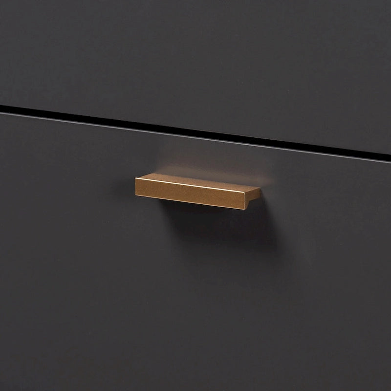 Cassettiera moderna a 5 cassetti grigio scuro e oro