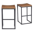 Sgabello schienale aperto Honey Brown – Legno di Mango e ferro, 1 posto