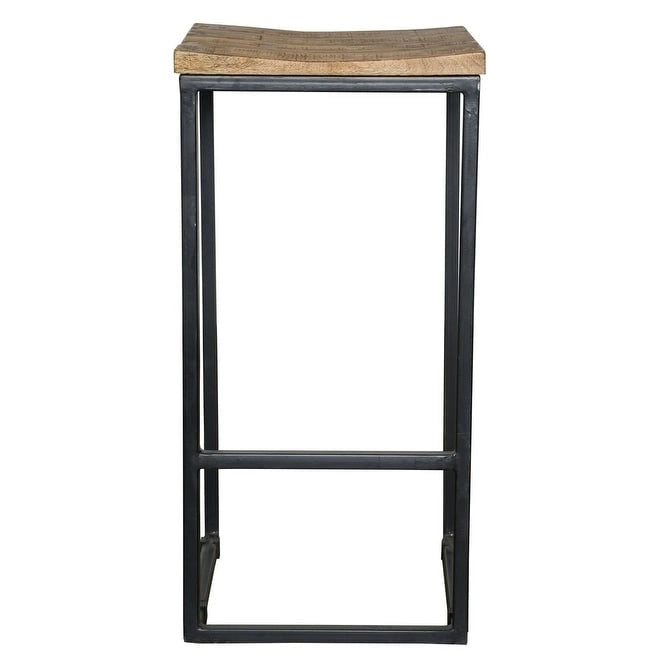 Sgabello schienale aperto Honey Brown – Legno di Mango e ferro, 1 posto