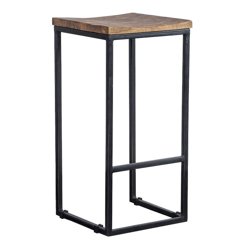 Sgabello schienale aperto Honey Brown – Legno di Mango e ferro, 1 posto