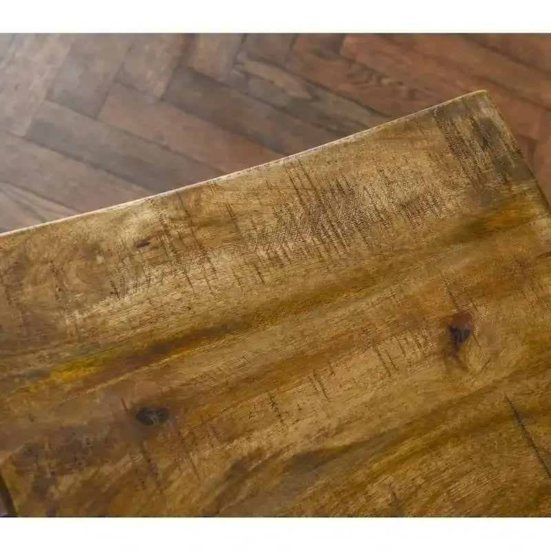 Sgabello schienale aperto Honey Brown – Legno di Mango e ferro, 1 posto