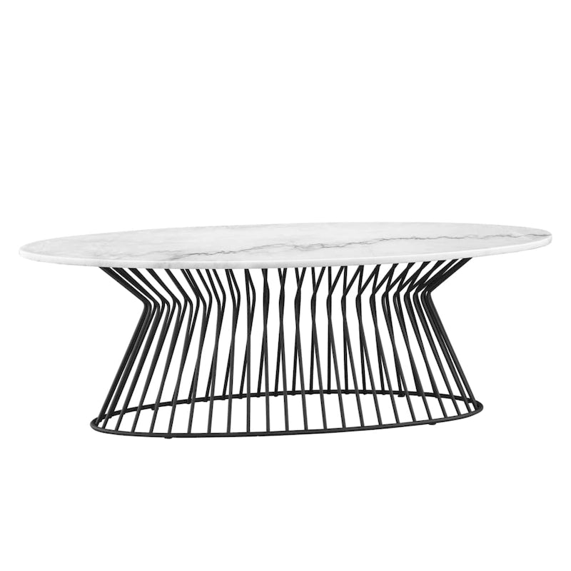 Tavolino da Caffè con Piano in Marmo Bianco/Nero, 1 Posto