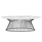 Tavolino da Caffè con Piano in Marmo Bianco/Nero, 1 Posto