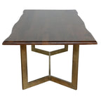 Tavolo da pranzo Brown Live Edge, legno di mango e gambe in ferro bronzato, 6 posti