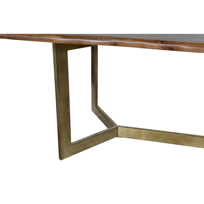 Tavolo da pranzo Brown Live Edge, legno di mango e gambe in ferro bronzato, 6 posti