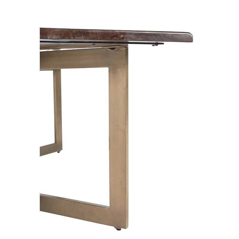 Tavolo da pranzo Brown Live Edge, legno di mango e gambe in ferro bronzato, 6 posti