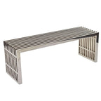Panchina in metallo color argento, acciaio inossidabile, 139,7 cm, 2 posti