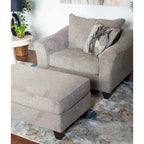 Set Sedia Accent e Ottomana Moderni in Tessuto Grigio/Marrone, 2 Pezzi, 1 Posto