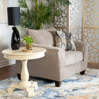 Set Sedia Accent e Ottomana Moderni in Tessuto Grigio/Marrone, 2 Pezzi, 1 Posto