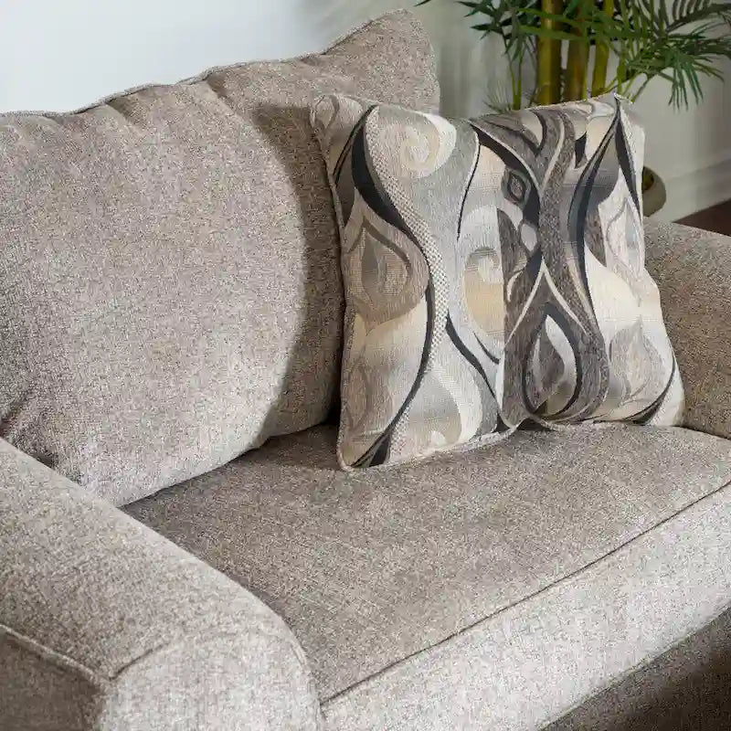 Set Sedia Accent e Ottomana Moderni in Tessuto Grigio/Marrone, 2 Pezzi, 1 Posto