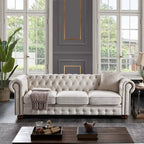 Divano 3 posti in lino beige/grigio chiaro